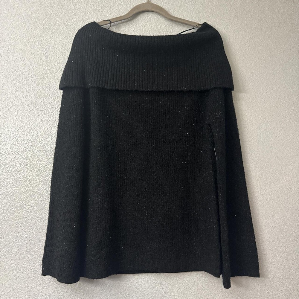 Margeaux & Ellie Black  Off the Shoulder Sweater with a Touch of Sparkle